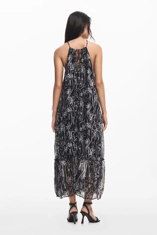 Women Dresses And Jumpsuits Desigual Halter Dress With Floral Illustrations