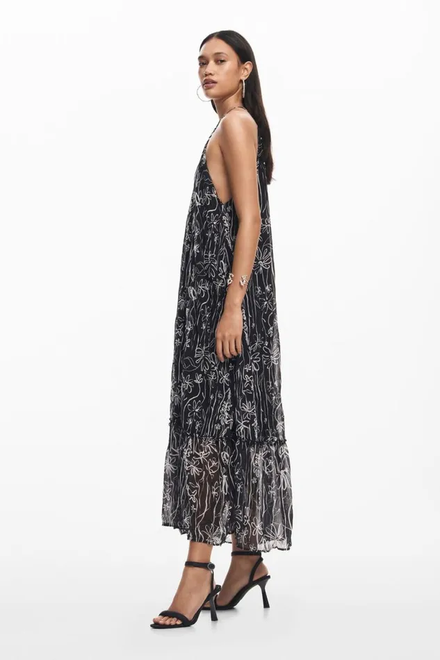 Women Dresses And Jumpsuits Desigual Halter Dress With Floral Illustrations