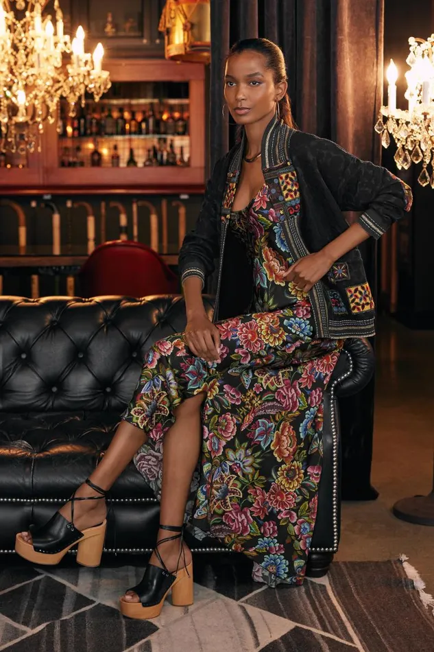 Women Dresses Johnny Was GIGIANNA SLIP DRESS Antiqua Flower Print Women Dresses Johnny Was GIGIANNA SLIP DRESS Antiqua Flower Print