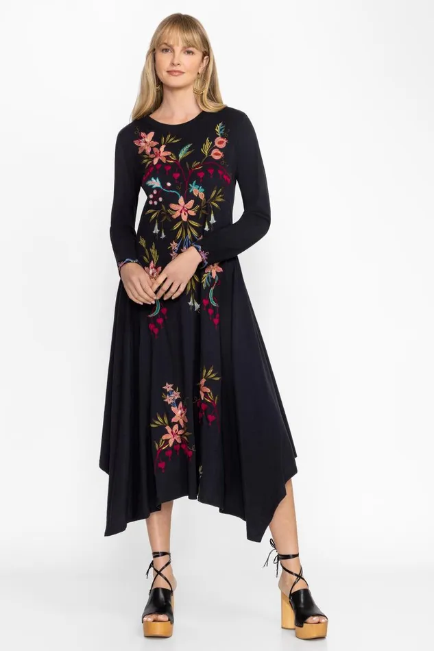 Women Dresses Johnny Was HANDKERCHIEF KNIT DRESS Black