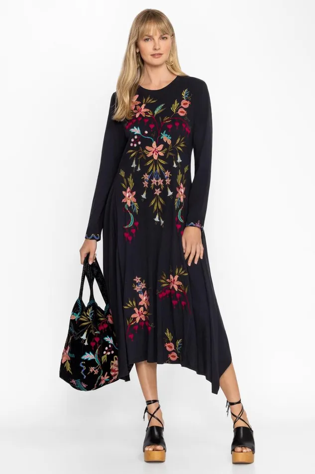 Women Dresses Johnny Was HANDKERCHIEF KNIT DRESS Black