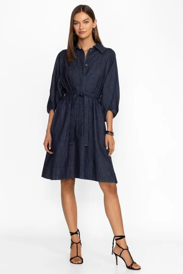 Women Dresses Johnny Was MONTAIGNE DENIM DRESS Medium Blue Wash