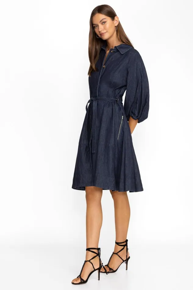 Women Dresses Johnny Was MONTAIGNE DENIM DRESS Medium Blue Wash Women Dresses Johnny Was MONTAIGNE DENIM DRESS Medium Blue Wash