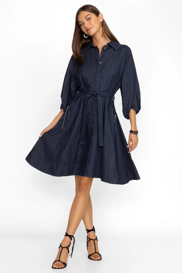 Women Dresses Johnny Was MONTAIGNE DENIM DRESS Medium Blue Wash Women Dresses Johnny Was MONTAIGNE DENIM DRESS Medium Blue Wash