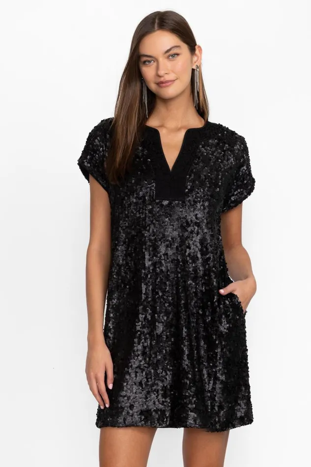 Women Dresses Johnny Was RENA SEQUIN DRESS Black Sequin Women Dresses Johnny Was RENA SEQUIN DRESS Black Sequin