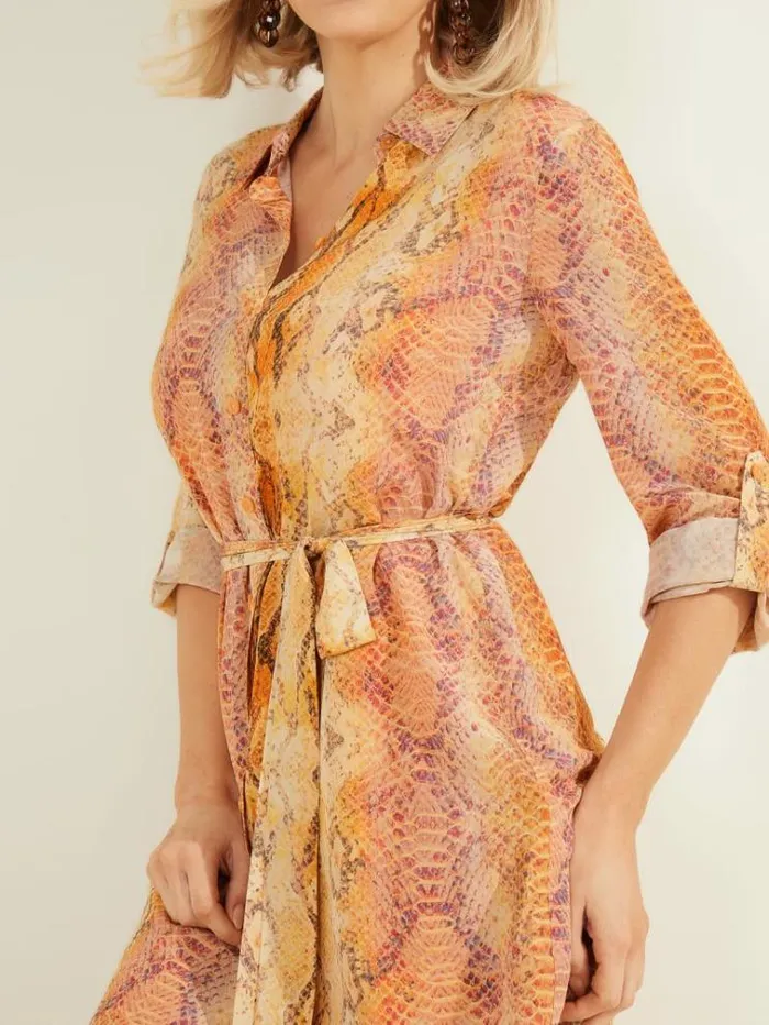 Women Dresses Marciano Next Level Silk Shirt Dress Sonora Skin