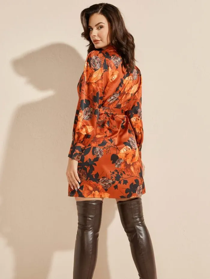 Women Dresses Marciano Swoon Printed Shirt Dress Falling Leaves Women Dresses Marciano Swoon Printed Shirt Dress Falling Leaves