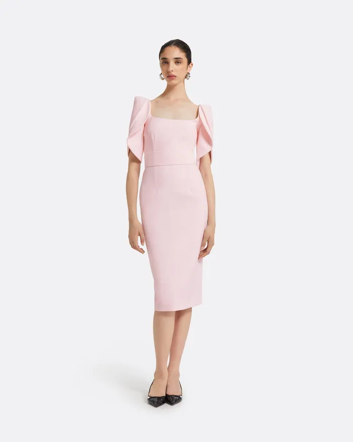 Women Dresses Safiyaa Joan Barely Pink Midi Dress Barely Pink