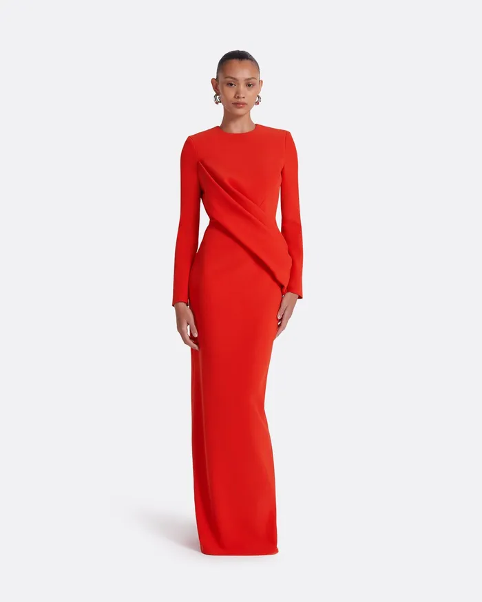 Women Dresses Safiyaa Louna Scarlet Red Long Dress Scarlet Red