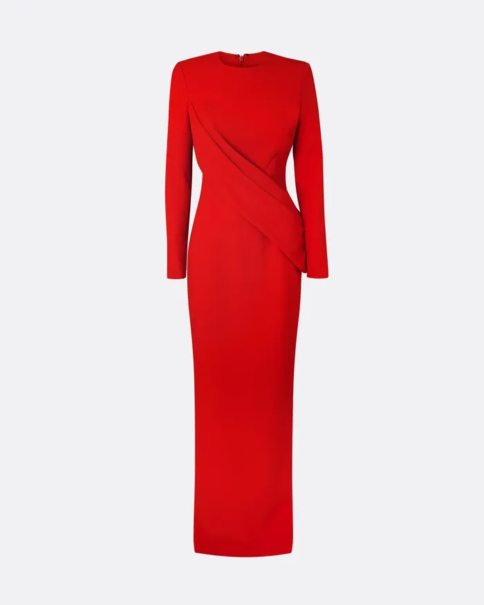 Women Dresses Safiyaa Louna Scarlet Red Long Dress Scarlet Red
