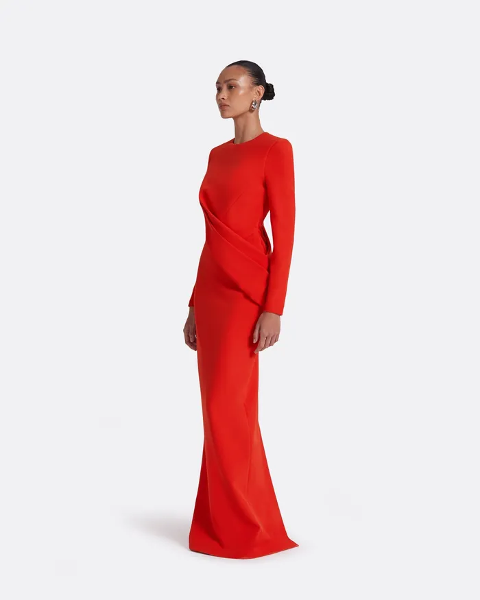 Women Dresses Safiyaa Louna Scarlet Red Long Dress Scarlet Red