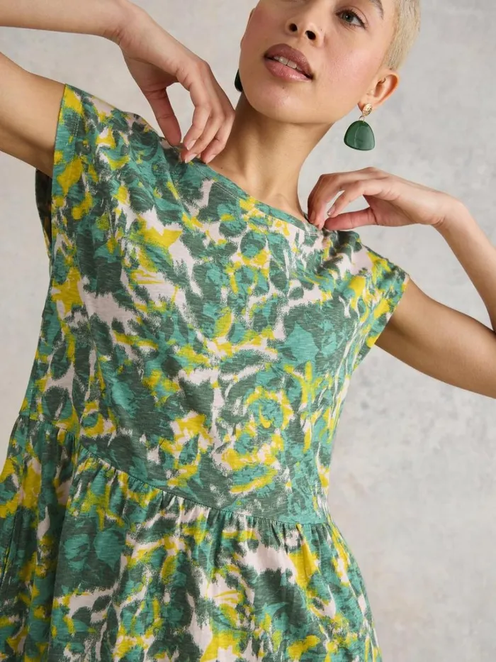 Women DRESSES White Stuff Addison Cotton Jersey Dress Teal Print
