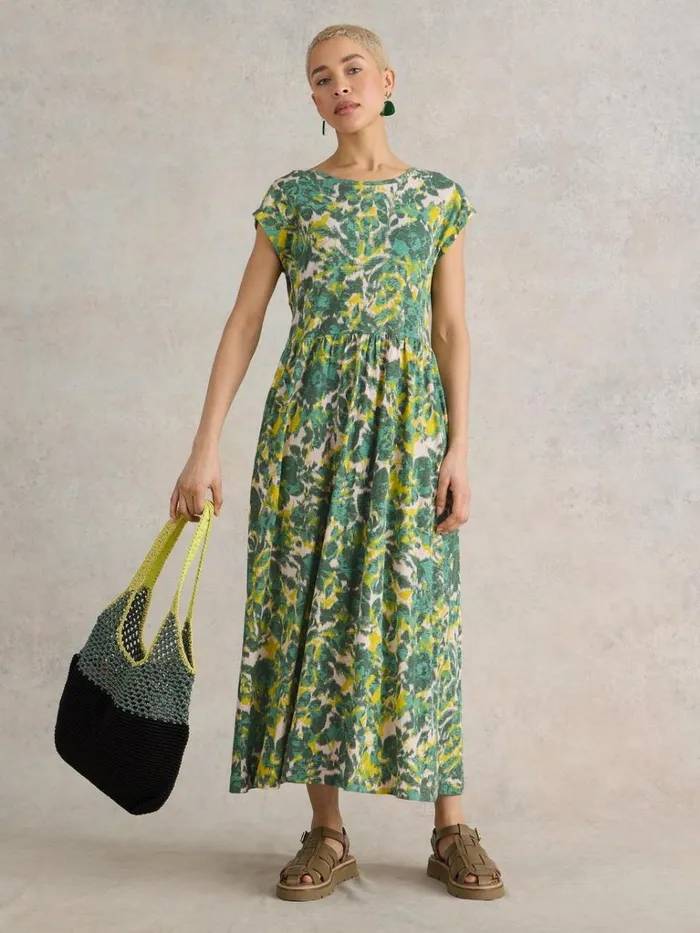 Women DRESSES White Stuff Addison Cotton Jersey Dress Teal Print