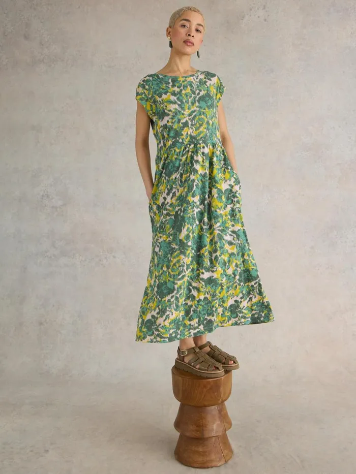 Women DRESSES White Stuff Addison Cotton Jersey Dress Teal Print