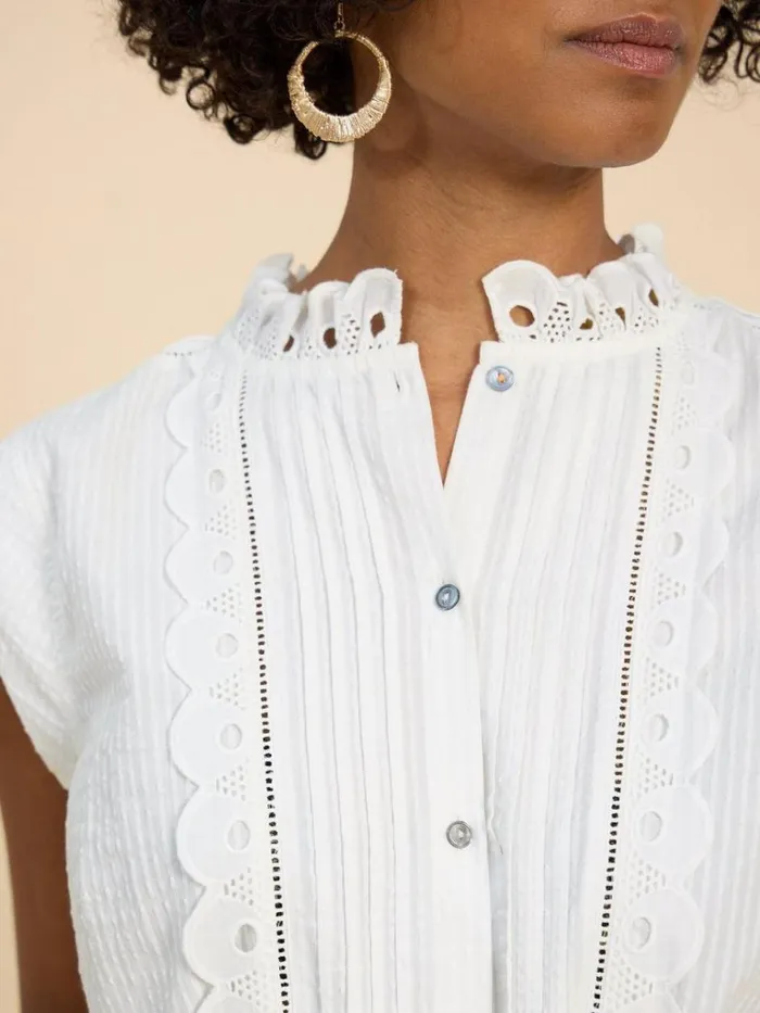 Women DRESSES White Stuff Daisy Broderie Shirt Dress Brilliant White