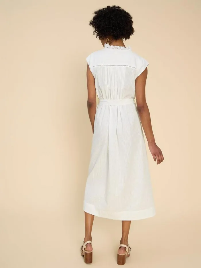 Women DRESSES White Stuff Daisy Broderie Shirt Dress Brilliant White
