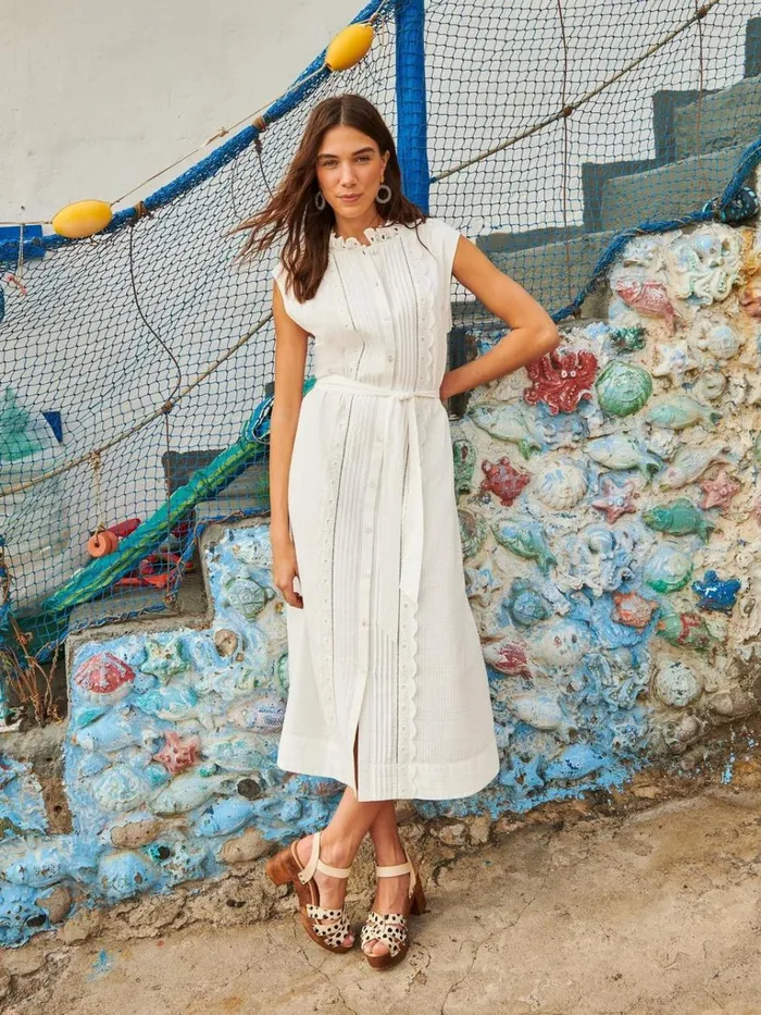 Women DRESSES White Stuff Daisy Broderie Shirt Dress Brilliant White
