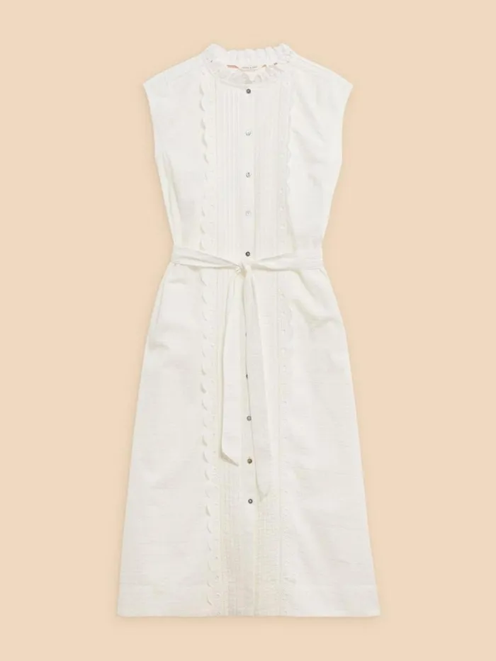 Women DRESSES White Stuff Daisy Broderie Shirt Dress Brilliant White
