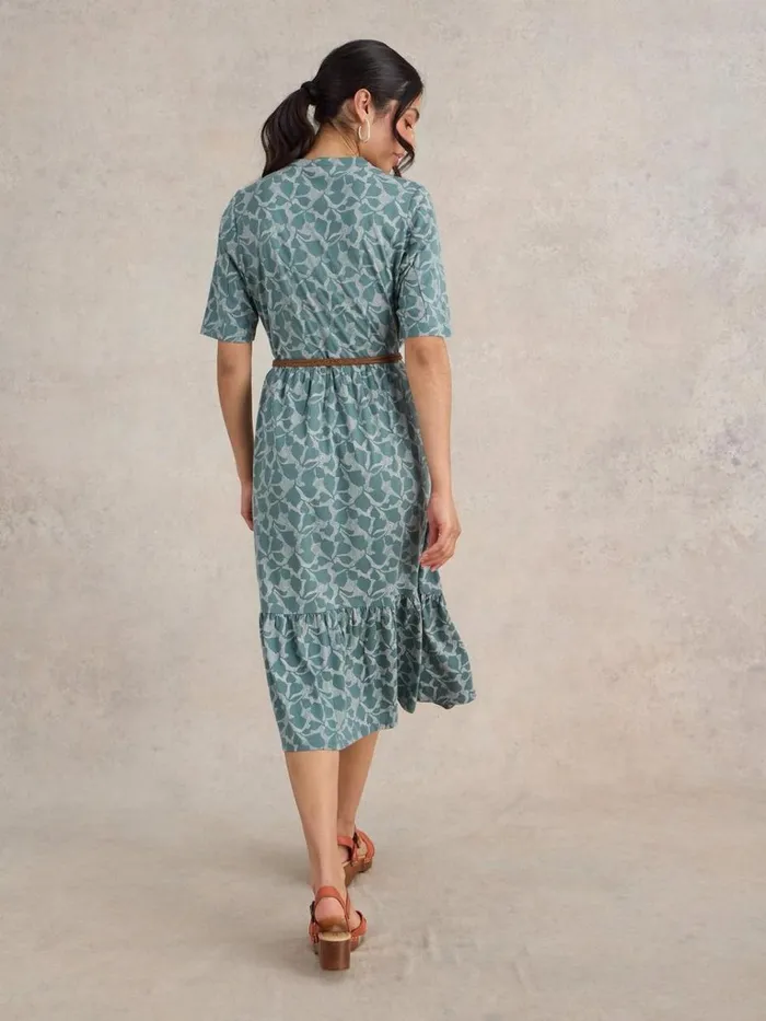 Women DRESSES White Stuff Naya Jersey Midi Dress Green Print