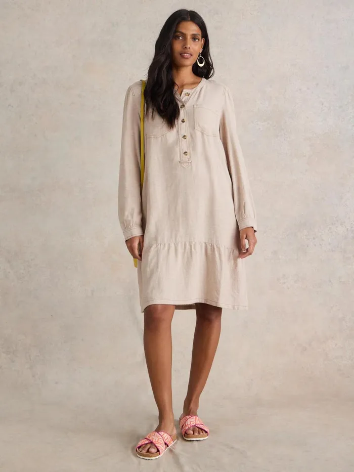 Women DRESSES White Stuff Norma Linen Blend Dress Light Natural Women DRESSES White Stuff Norma Linen Blend Dress Light Natural