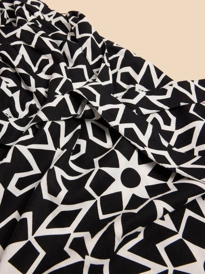 Women DRESSES White Stuff Sophie Linen Blend Wrap Dress Black Print