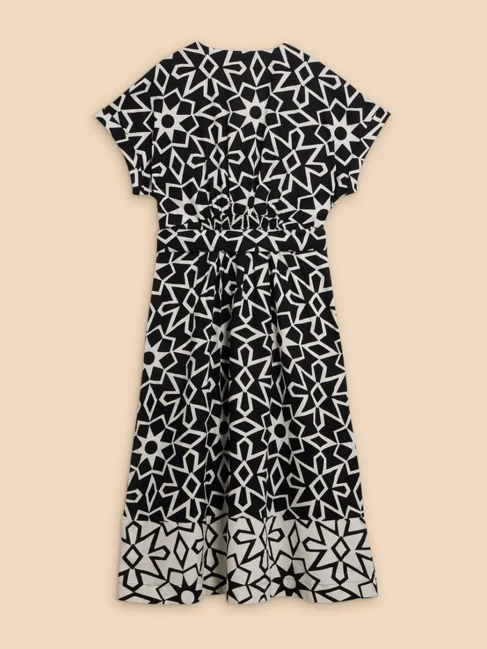 Women DRESSES White Stuff Sophie Linen Blend Wrap Dress Black Print