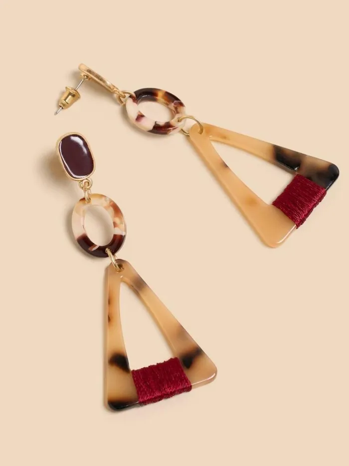 Women EARRINGS White Stuff Blossom Resin Drop Earring Red Multi