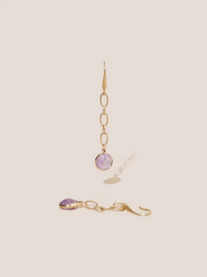Women EARRINGS White Stuff Chain Stone Drop Earrings Mid Purple