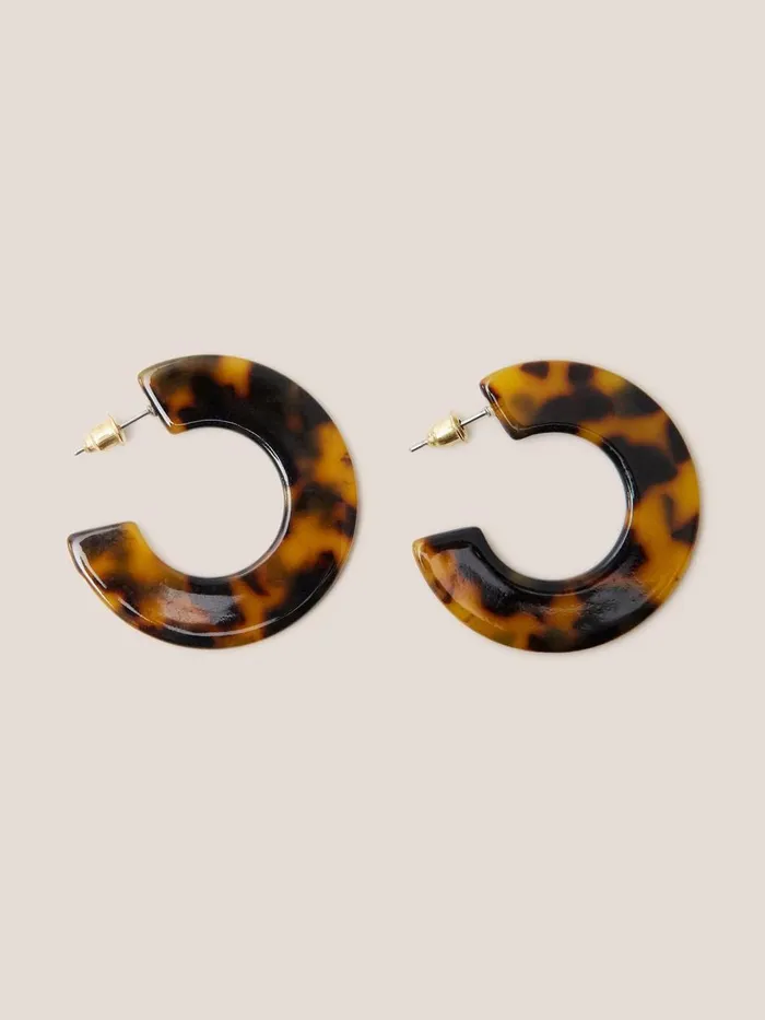 Women EARRINGS White Stuff Lili Resin Hoop Earring Mid Brown Women EARRINGS White Stuff Lili Resin Hoop Earring Mid Brown