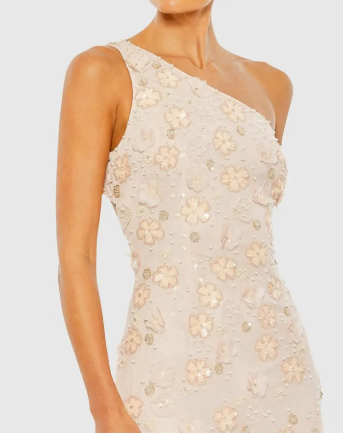Women Embellished One Shoulder Strappy Trumpet Gown Blush Best Sellers Mac Duggal