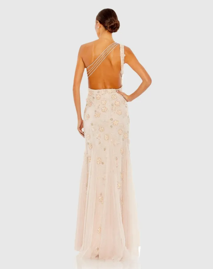Women Embellished One Shoulder Strappy Trumpet Gown Blush Best Sellers Mac Duggal