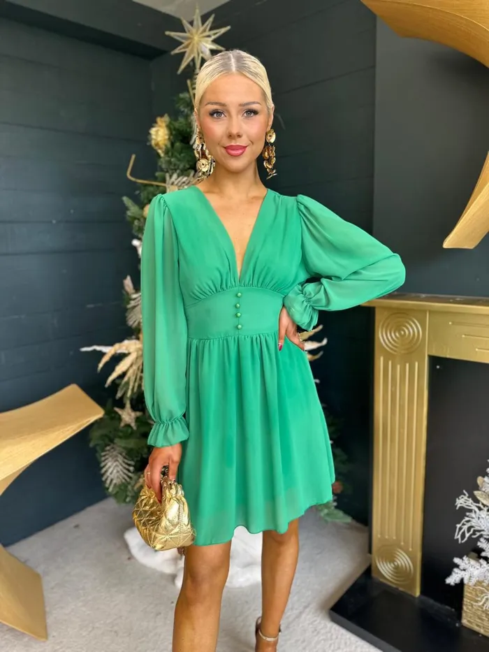 Women Evening Dress Canella Lane Alice Banded Mini Dress Emerald