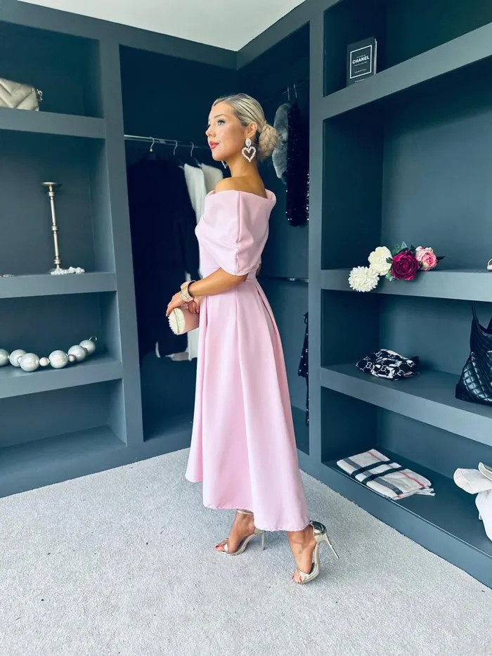 Women Evening Dress Canella Lane Celine Detailed Occasion Dress Pwr Pink