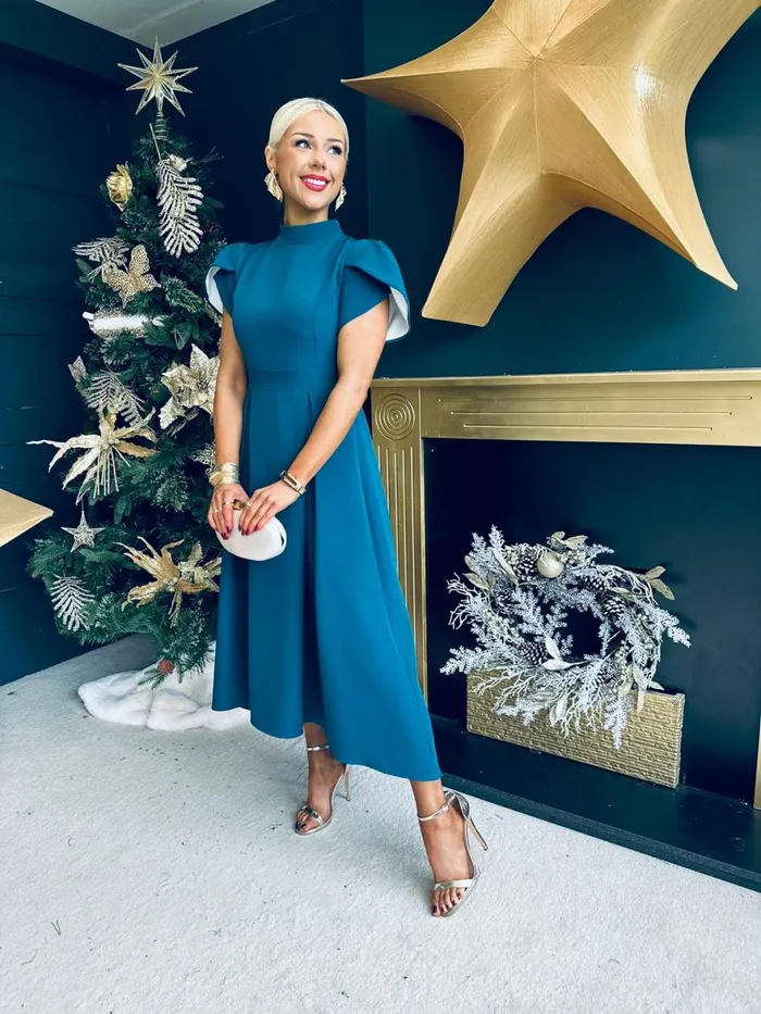 Women Evening Dress Canella Lane Harriet Detailed Occasion Midi Dress Teal