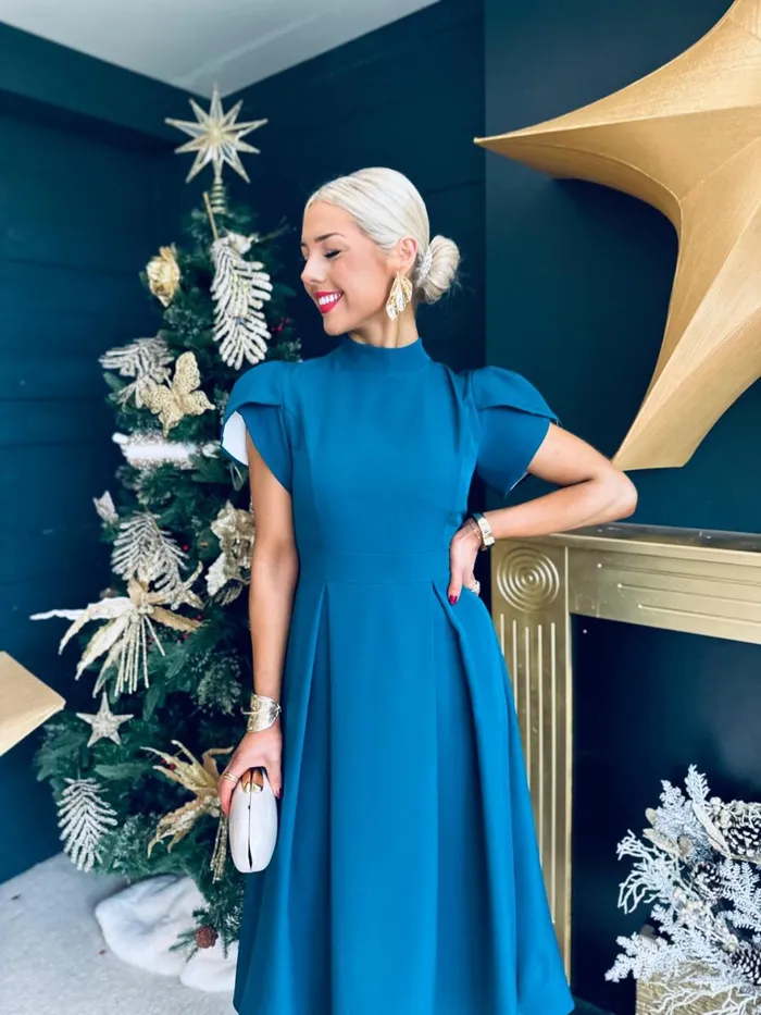 Women Evening Dress Canella Lane Harriet Detailed Occasion Midi Dress Teal