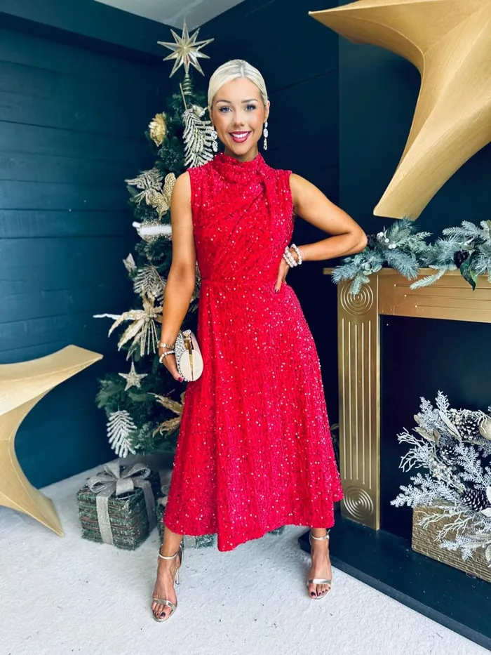 Women Evening Dress Canella Lane Kasey Gathered Occasion Dress Red