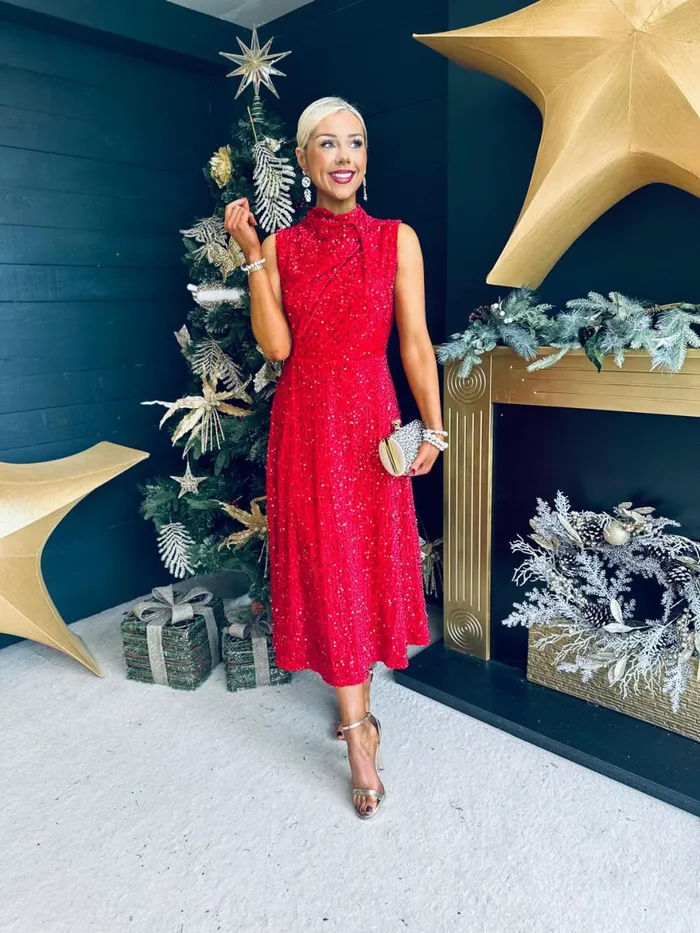 Women Evening Dress Canella Lane Kasey Gathered Occasion Dress Red