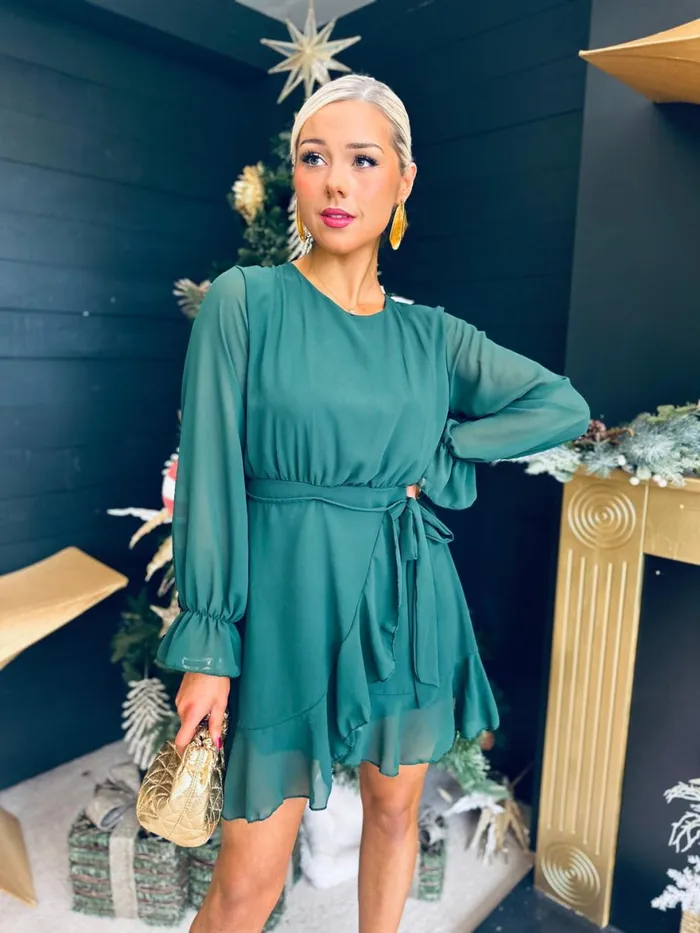 Women Evening Dress Canella Lane Roisin Detailed Mini Forest