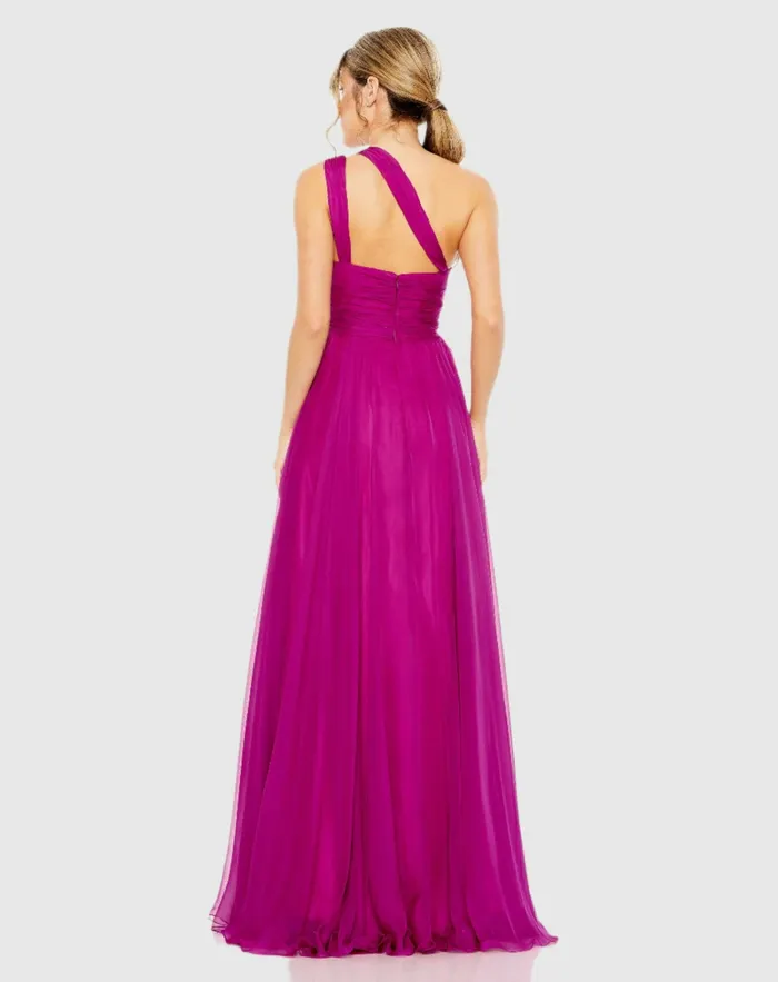Women Evening Gowns Mac Duggal Strappy One Shoulder A Line Gown Black