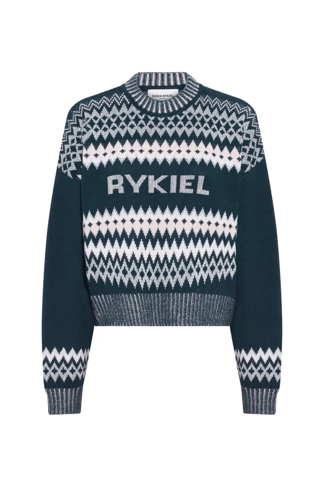 Women Fair Isle Sweater In Wool And Lurex Pink Pink Sonia Rykiel Sweaters
