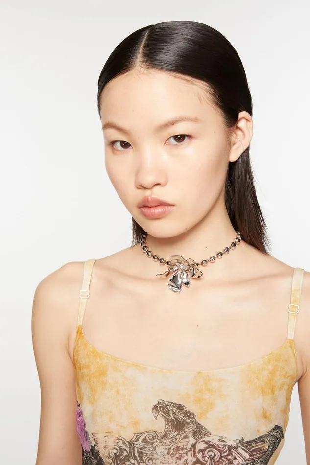 Women Flower Necklace Silvertransparent Acne Studios Jewellery