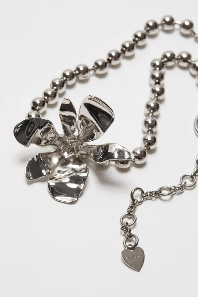 Women Flower Necklace Silvertransparent Acne Studios Jewellery