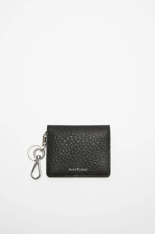 Women Folded Leather Wallet Black Acne Studios Small Leather Goods