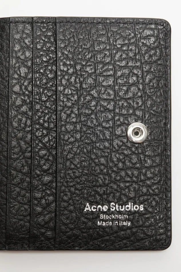 Women Folded Leather Wallet Black Acne Studios Small Leather Goods