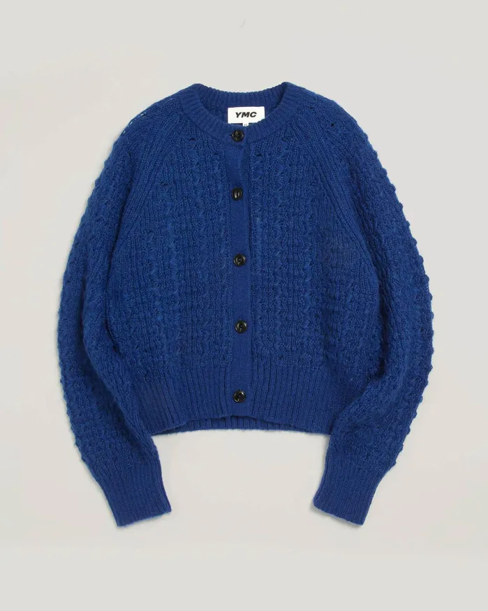 Women Foxtail Cardigan Blue YMC Knitwear