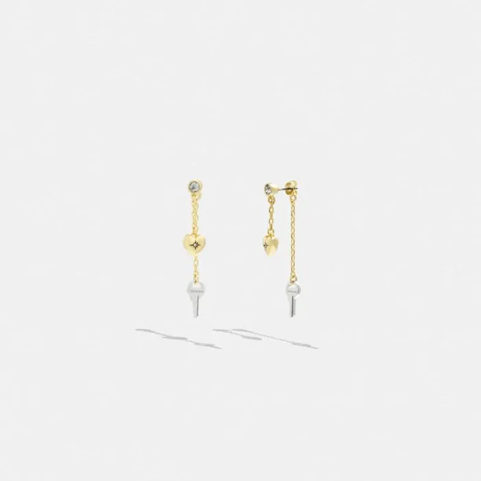 Women Heart And Key Drop Earrings Goldsilver Coach Jewelry