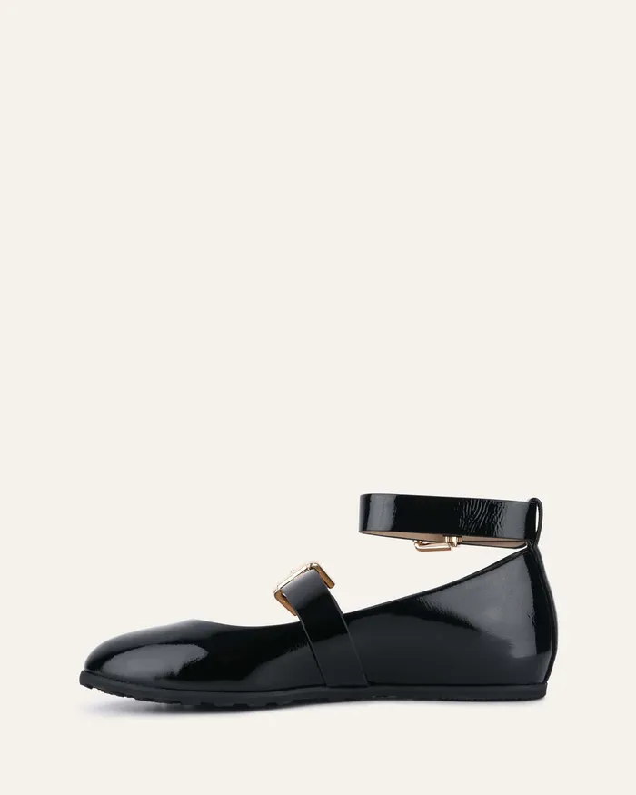 Women Hera casual flats black crinkle patent BALLET jomercer Women Hera casual flats black crinkle patent BALLET jomercer