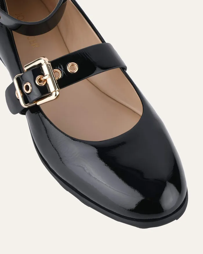 Women Hera casual flats black crinkle patent BALLET jomercer Women Hera casual flats black crinkle patent BALLET jomercer