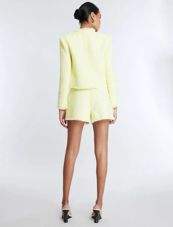 Women Jackets and Blazers BCBG Boucle Tweed Jacket Yellow