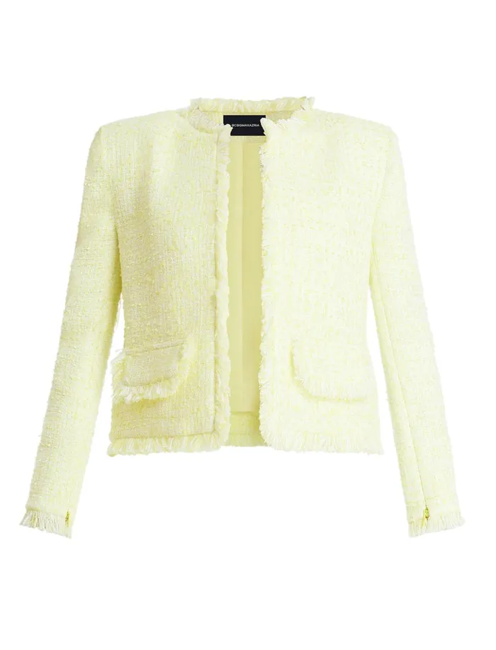 Women Jackets and Blazers BCBG Boucle Tweed Jacket Yellow